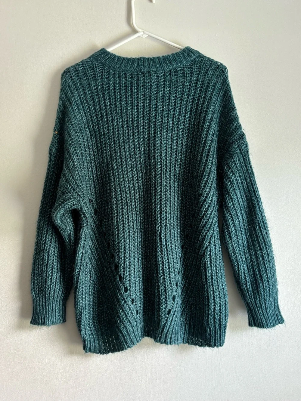 American Eagle Outfitters Teal Green Scoop-Neck Chunky Knit Sweater